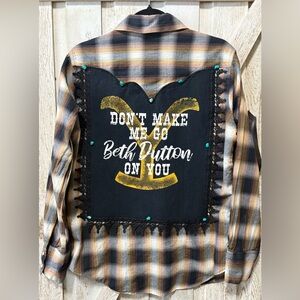 Western Beth Dutton Flannel | Upcycled Plaid Shirt| Size L |